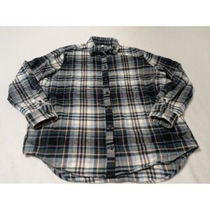 Madewell Flannel Sunday Shirt In Cronston Plaid Women's Medium Pockets Black